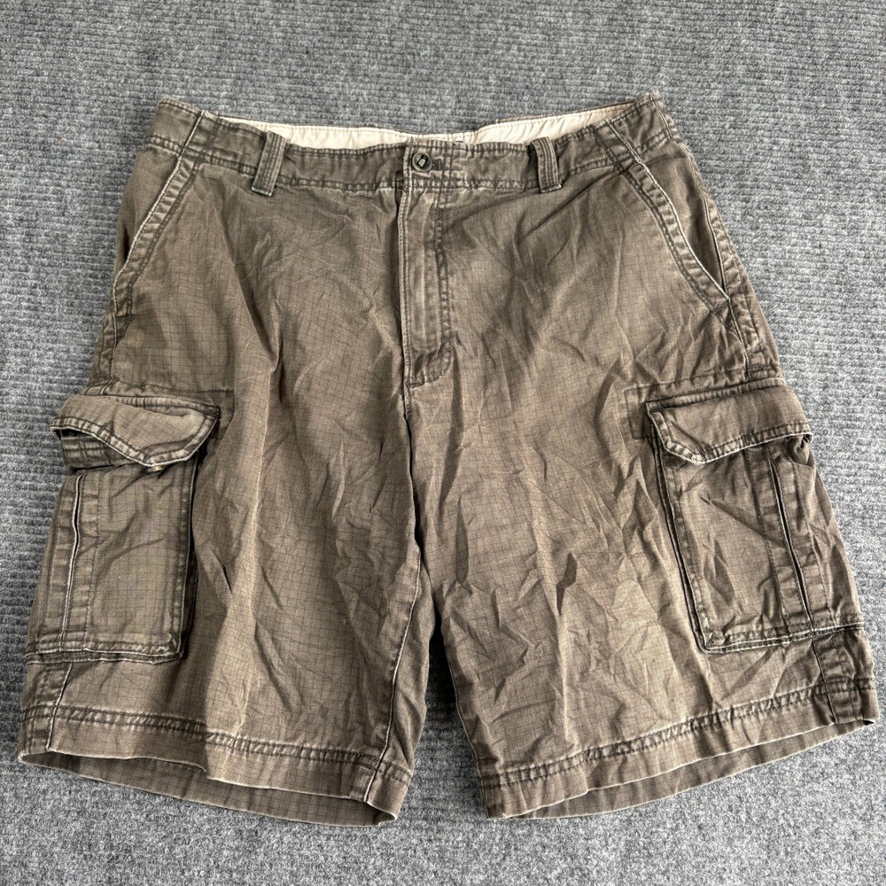 IZOD Mens Brown Ripstop Cargo Shorts Size 36 Cotton Utility Tactical Outdoor
